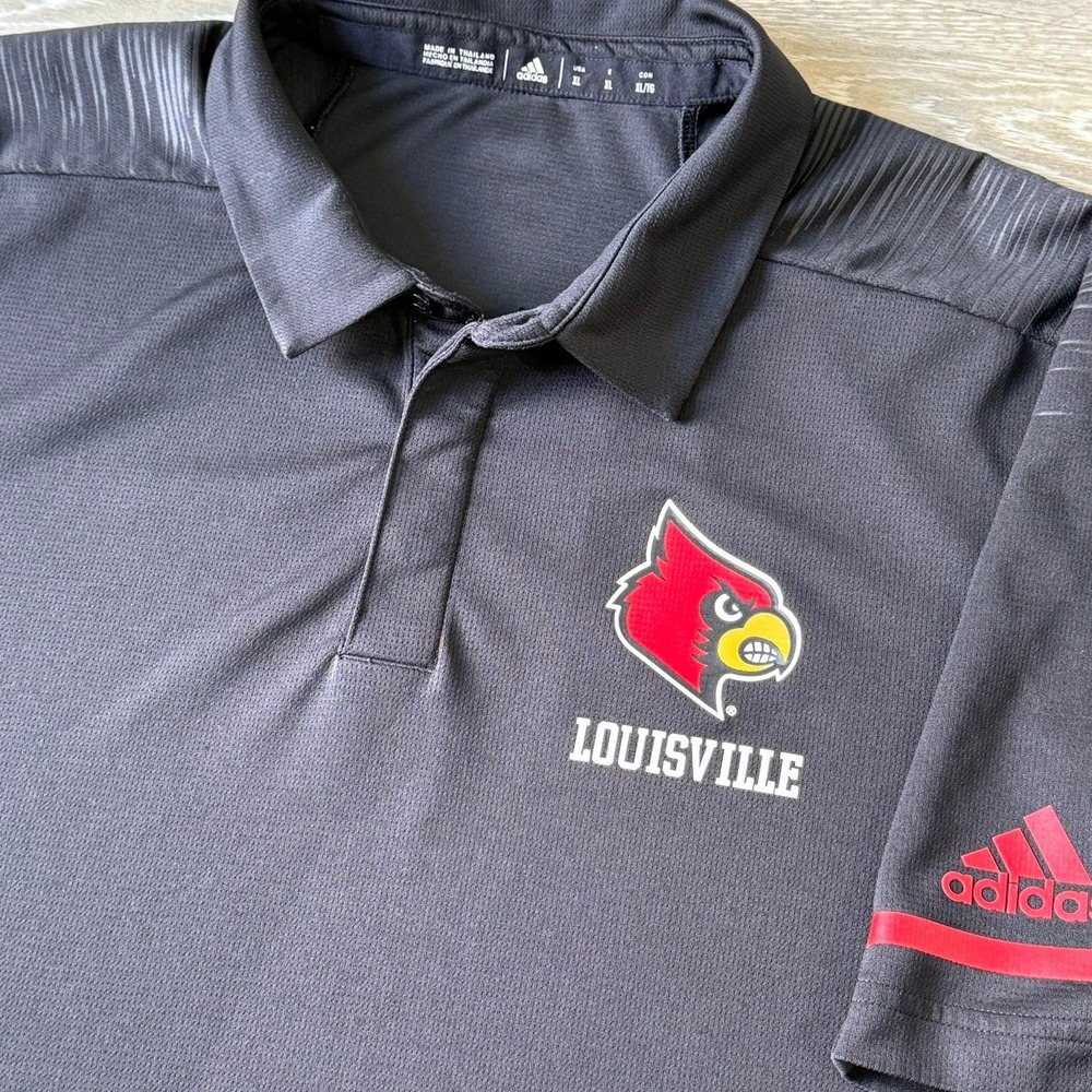 Adidas Louisville Cardinals Performance Polo Shirt MLB Baseball Black XL